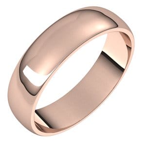 Rings 10K Rose 5 mm Lightweight Half Round Band Size 10