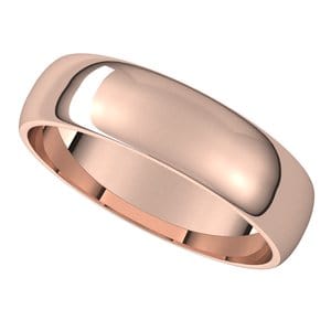 Rings 10K Rose 5 mm Lightweight Half Round Band Size 10