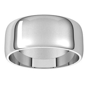 Rings Sterling Silver 8 mm Lightweight Half Round Band Size 8