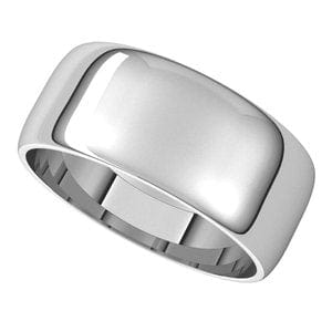 Rings Sterling Silver 8 mm Lightweight Half Round Band Size 8