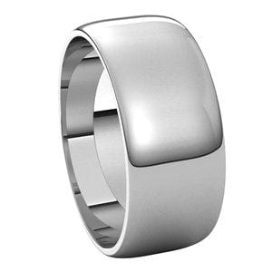 Rings Sterling Silver 8 mm Lightweight Half Round Band Size 8