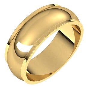 Rings 14K Yellow 7 mm Stepped-Edge Half Round Band Size 7.5