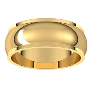 Rings 14K Yellow 7 mm Stepped-Edge Half Round Band Size 7.5