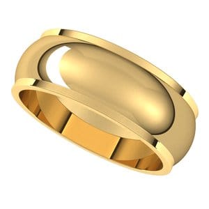 Rings 14K Yellow 7 mm Stepped-Edge Half Round Band Size 7.5