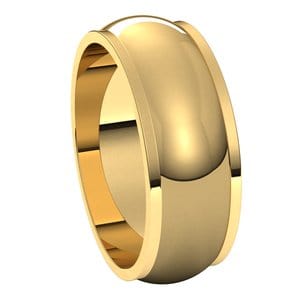 Rings 14K Yellow 7 mm Stepped-Edge Half Round Band Size 7.5