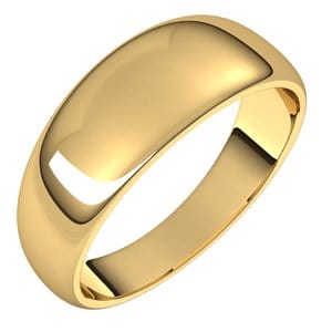Rings 18K Yellow 7 mm Tapered Half Round Band Size 13