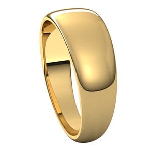 Rings 18K Yellow 7 mm Tapered Half Round Band Size 10