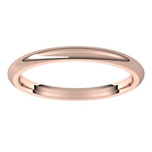 Rings 14K Rose 2 mm Comfort-Fit Half Round Band Size 7.5