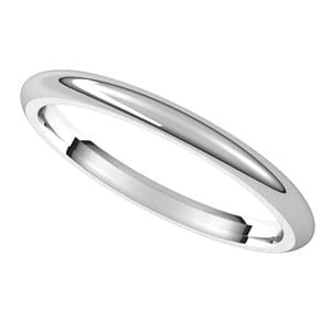 Rings 14K X1 White 2 mm Comfort-Fit Half Round Band Size 7