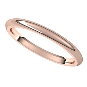 Rings 14K Rose 2 mm Comfort-Fit Half Round Band Size 7.5