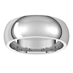 Rings Nickel Plated Sterling Silver 7 mm Comfort-Fit Half Round Band Size 7