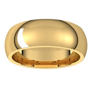 Rings 14K Yellow 7 mm Comfort-Fit Half Round Band Size 3.5