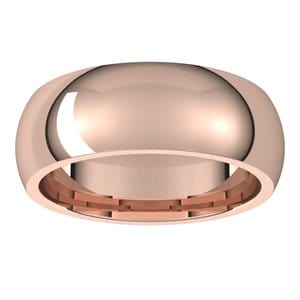 Rings 10K Rose 7 mm Comfort-Fit Half Round Band Size 7.5