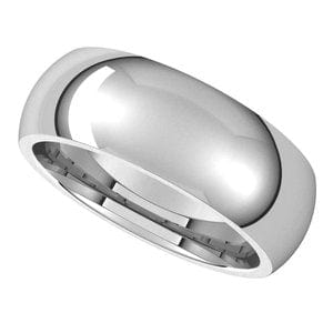 Rings Nickel Plated Sterling Silver 7 mm Comfort-Fit Half Round Band Size 7
