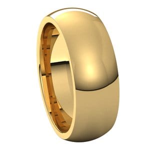 Rings 14K Yellow 7 mm Comfort-Fit Half Round Band Size 3.5