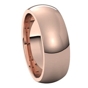 Rings 10K Rose 7 mm Comfort-Fit Half Round Band Size 7.5