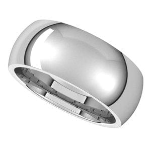 Rings Nickel Plated Sterling Silver 8 mm Comfort-Fit Half Round Band Size 7