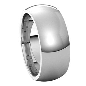 Rings Nickel Plated Sterling Silver 8 mm Comfort-Fit Half Round Band Size 7