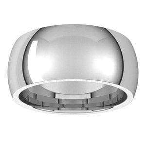 Rings 14K White 9 mm Comfort-Fit Half Round Band Size 8