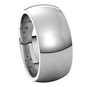 Rings 14K White 9 mm Comfort-Fit Half Round Band Size 8