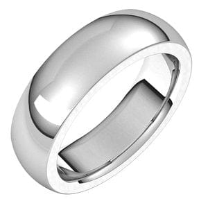 Sterling Silver 6 mm Heavyweight Comfort-Fit Half Round Band Size 10
