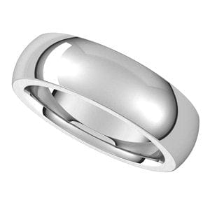 Sterling Silver 6 mm Heavyweight Comfort-Fit Half Round Band Size 10