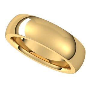 Rings 14K Yellow 6 mm Heavyweight Comfort-Fit Half Round Band Size 10.5