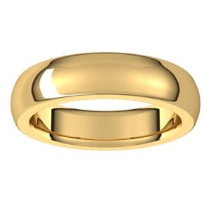 Rings 18K Yellow 5 mm Heavyweight Comfort-Fit Half Round Band Size 7.5