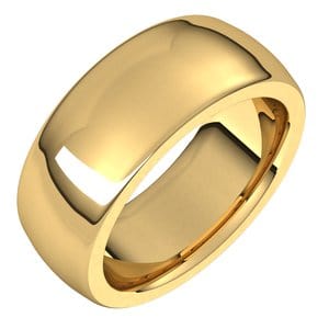 Rings 18K Yellow 8 mm Heavyweight Comfort-Fit Half Round Band Size 12