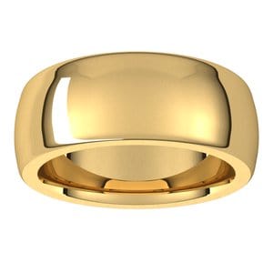 Rings 18K Yellow 8 mm Heavyweight Comfort-Fit Half Round Band Size 12