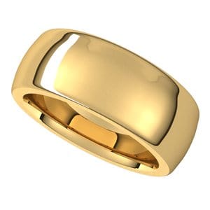 Rings 18K Yellow 8 mm Heavyweight Comfort-Fit Half Round Band Size 12