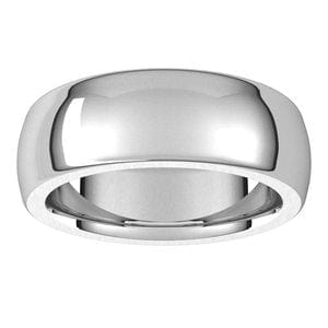 Sterling Silver 7 mm Heavyweight Comfort-Fit Half Round Band Size 7