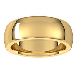 Rings 14K Yellow 7 mm Heavyweight Comfort-Fit Half Round Band Size 10