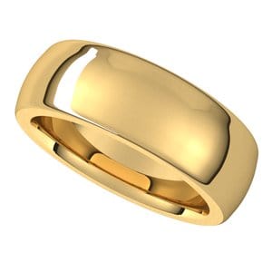 Rings 14K Yellow 7 mm Heavyweight Comfort-Fit Half Round Band Size 10