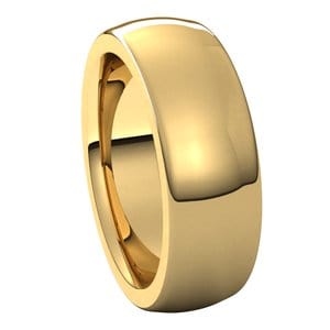 Rings 14K Yellow 7 mm Heavyweight Comfort-Fit Half Round Band Size 10