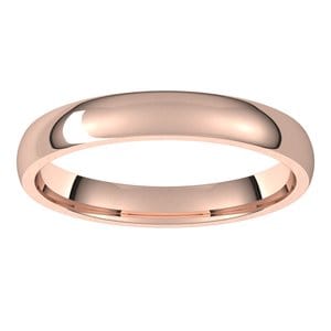 Rings 14K Rose 3 mm Lightweight Comfort-Fit Half Round Band Size 8