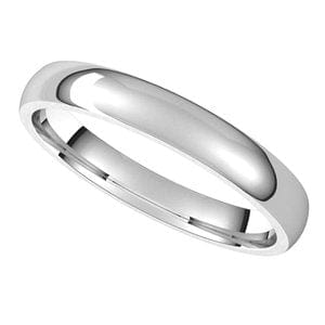 Rings Continuum Sterling Silver 3 mm Lightweight Comfort-Fit Half Round Band Size 7