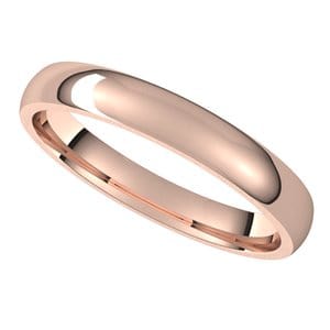 Rings 14K Rose 3 mm Lightweight Comfort-Fit Half Round Band Size 8