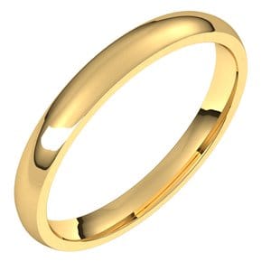 Rings 14K Yellow 2.5 mm Lightweight Comfort-Fit Half Round Band Size 6