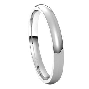 Rings 14K White 2.5 mm Lightweight Comfort-Fit Half Round Band Size 7.5