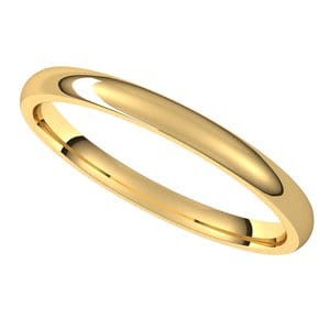 Rings 18K Yellow 2 mm Lightweight Comfort-Fit Half Round Band Size 6.5