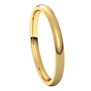 Rings 18K Yellow 2 mm Lightweight Comfort-Fit Half Round Band Size 6.5