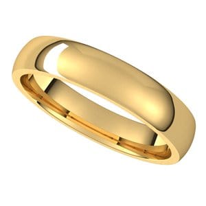 Rings 22K Yellow 4 mm Lightweight Comfort-Fit Half Round Band Size 9.5