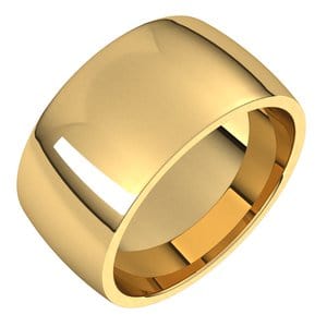 Rings 14K Yellow 10 mm Lightweight Comfort-Fit Half Round Band Size 4.5