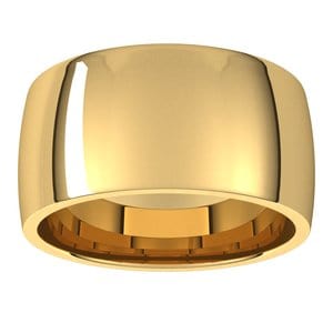 Rings 14K Yellow 10 mm Lightweight Comfort-Fit Half Round Band Size 4.5