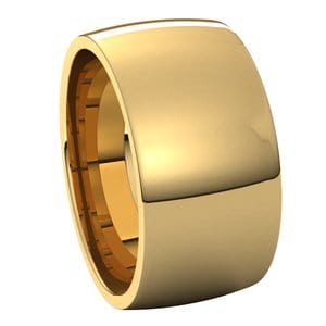 Rings 14K Yellow 10 mm Lightweight Comfort-Fit Half Round Band Size 4.5