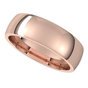 Rings 10K Rose 6 mm Lightweight Comfort-Fit Half Round Band Size 9