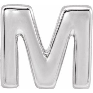 14K WHITE BLOCK INITIAL M SLIDE PENDANT