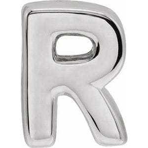 14K WHITE BLOCK INITIAL R SLIDE PENDANT