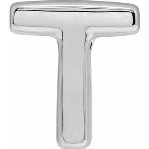 14K WHITE BLOCK INITIAL T SLIDE PENDANT